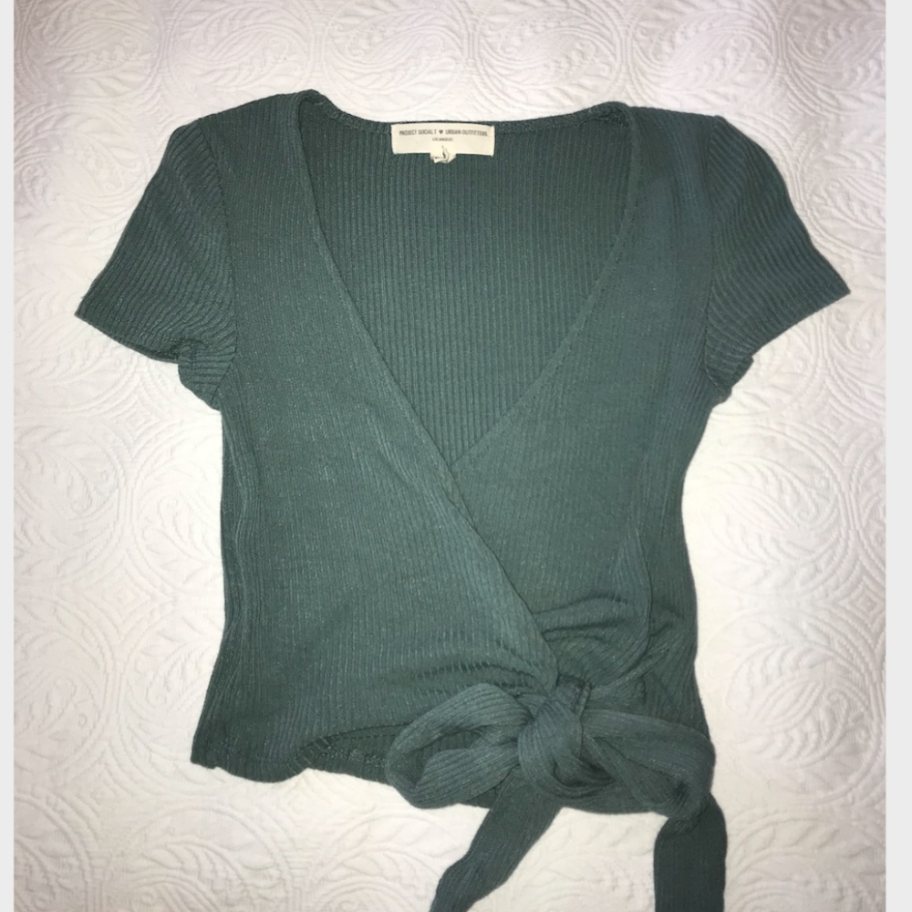 Urban Outfitters Sage Green Wrap Around Top